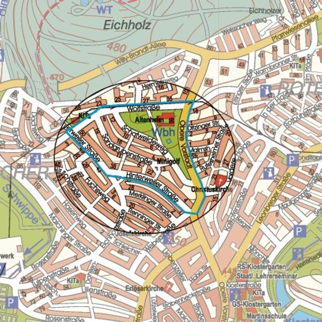 Für das Gebiet um die Sandgrubenstraße sollen neue Regeln in einem Bebauungsplan festgeschrieben werden. Grafik: Wloka