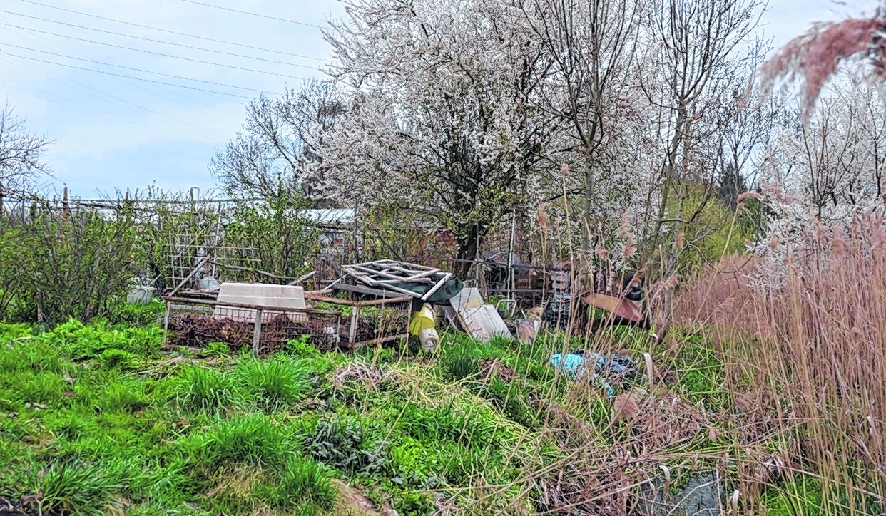Kein schöner Anblick und dazu Müllsäcke direkt an der Schwippe: Das ist nur eine von mehreren Stellen rund um die Kleingartenanlage am Schleicher, über die sich Anwohner – aber auch Kleingärtner – beschweren. Bild: Wegner