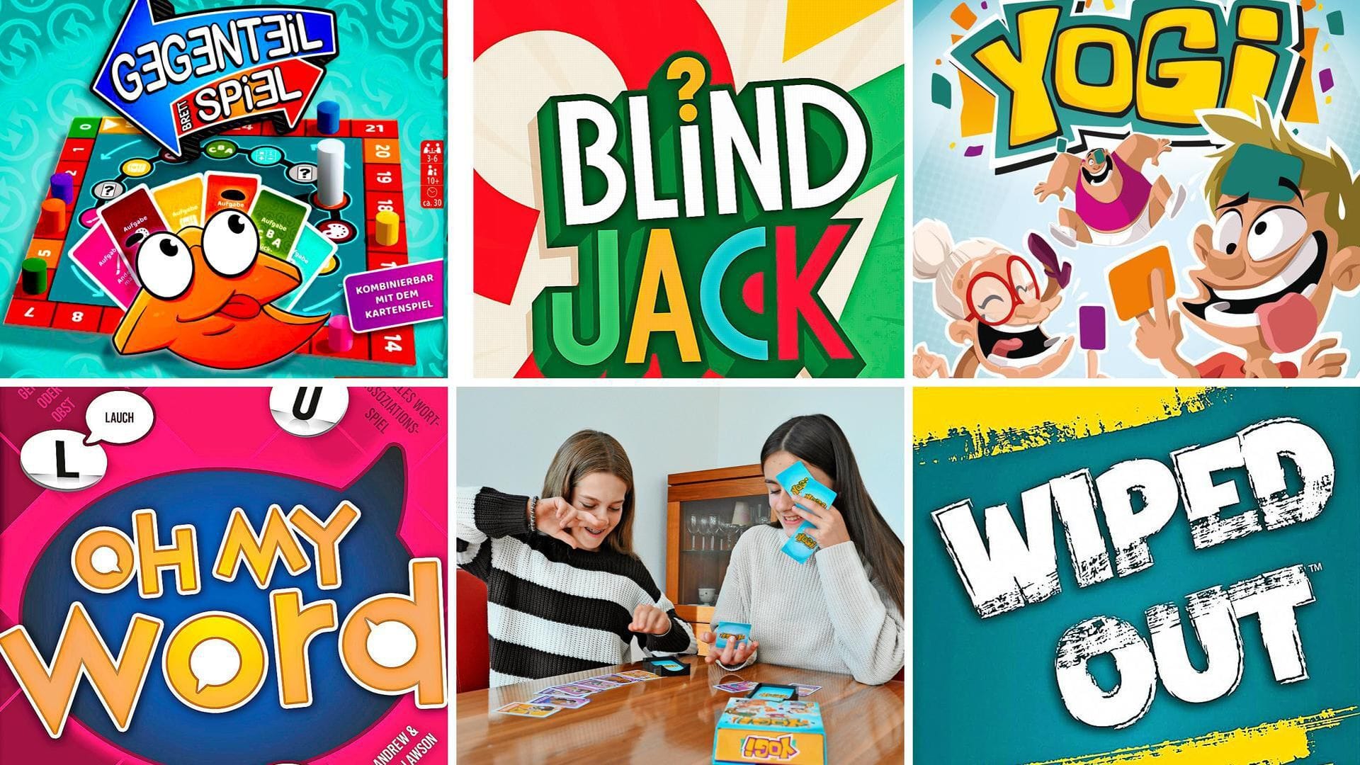 Unsere Spieltipps für Silvester: „Gegenteil Brettspiel“, „Blind Jack“, „Yogi“, „Wiped Out“ und „Oh My Word“