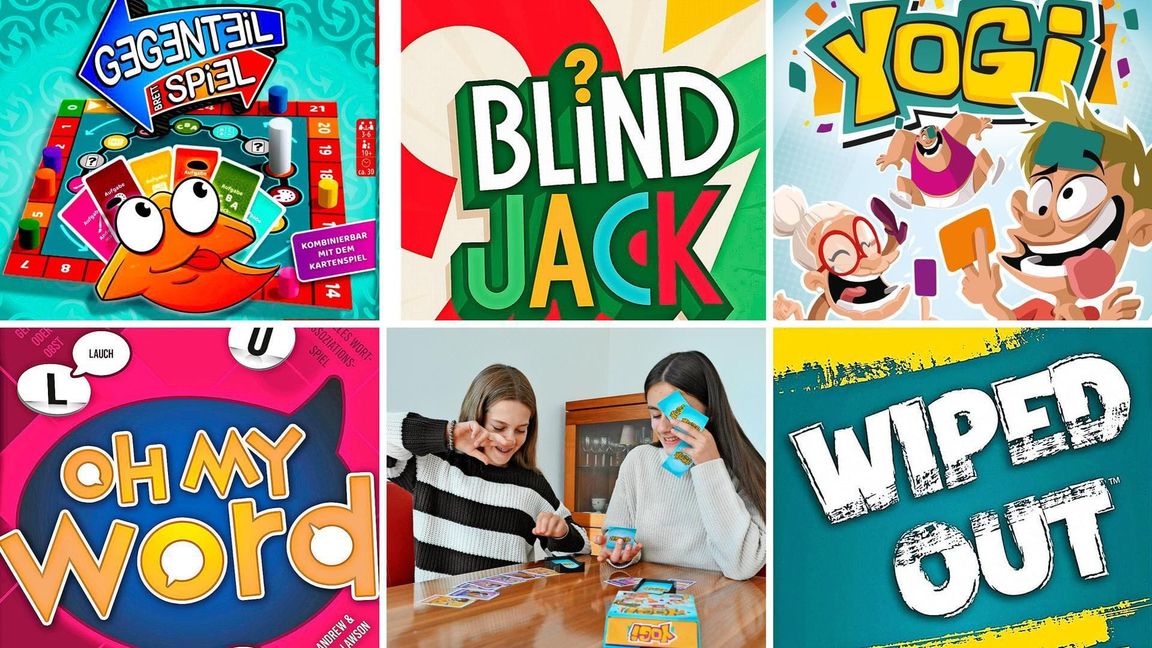 Unsere Spieletipps für Silvester: „Gegenteil Brettspiel“, „Blind Jack“, „Yogi“, „Wiped Out“ und „Oh My Word“
