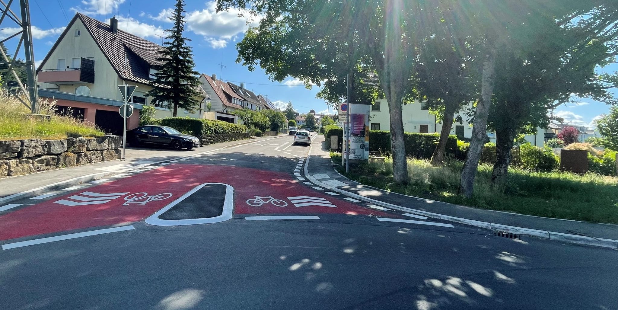 Hier geht es auf der Hinterweilroute rauf in die Hirschstraße.