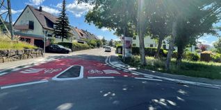 Hier geht es auf der Hinterweilroute rauf in die Hirschstraße.