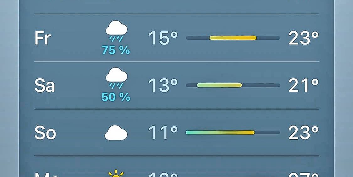 Am Wochenende scheint das Wetter nicht arg toll zu werden.