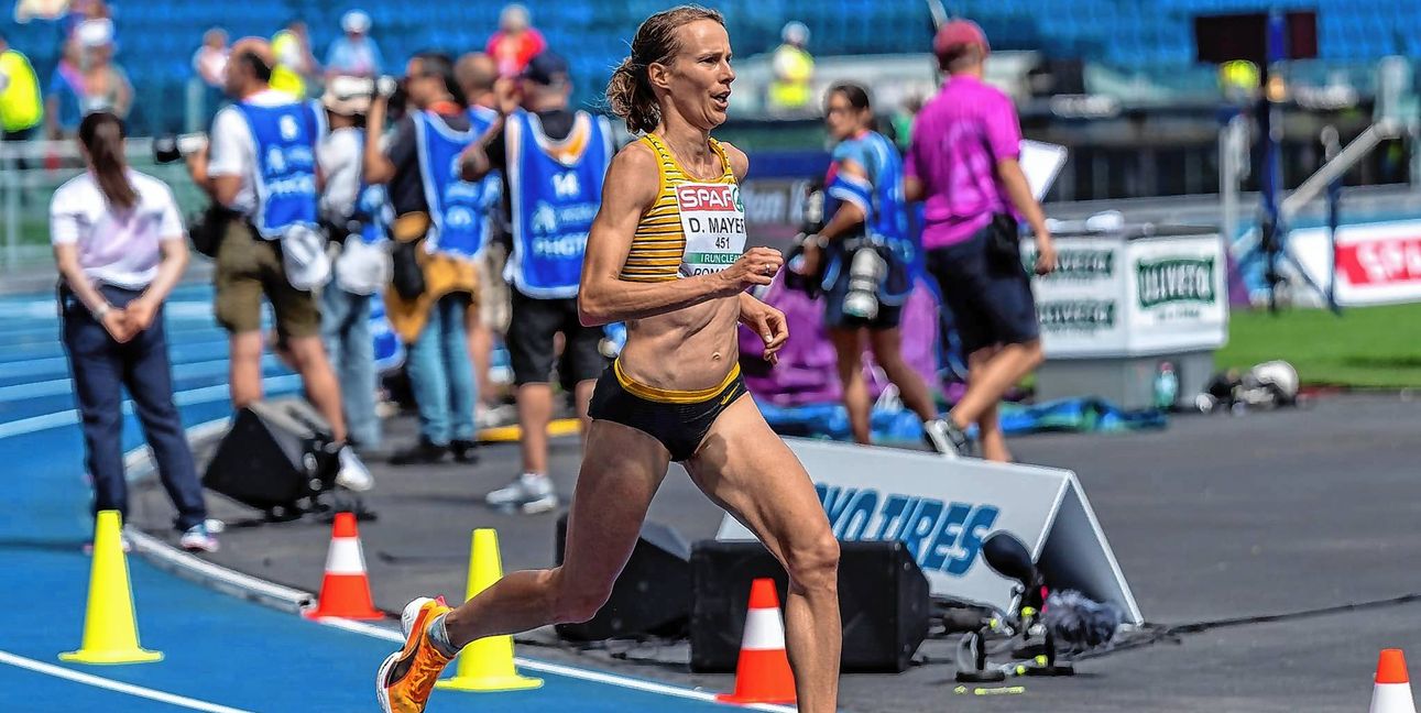 Domenika Mayer kam im Halbmarathon als Elfte ins Olympiastadion in Rom. Sie war damit zweitbeste Deutsche im Feld. Bild: Eibner