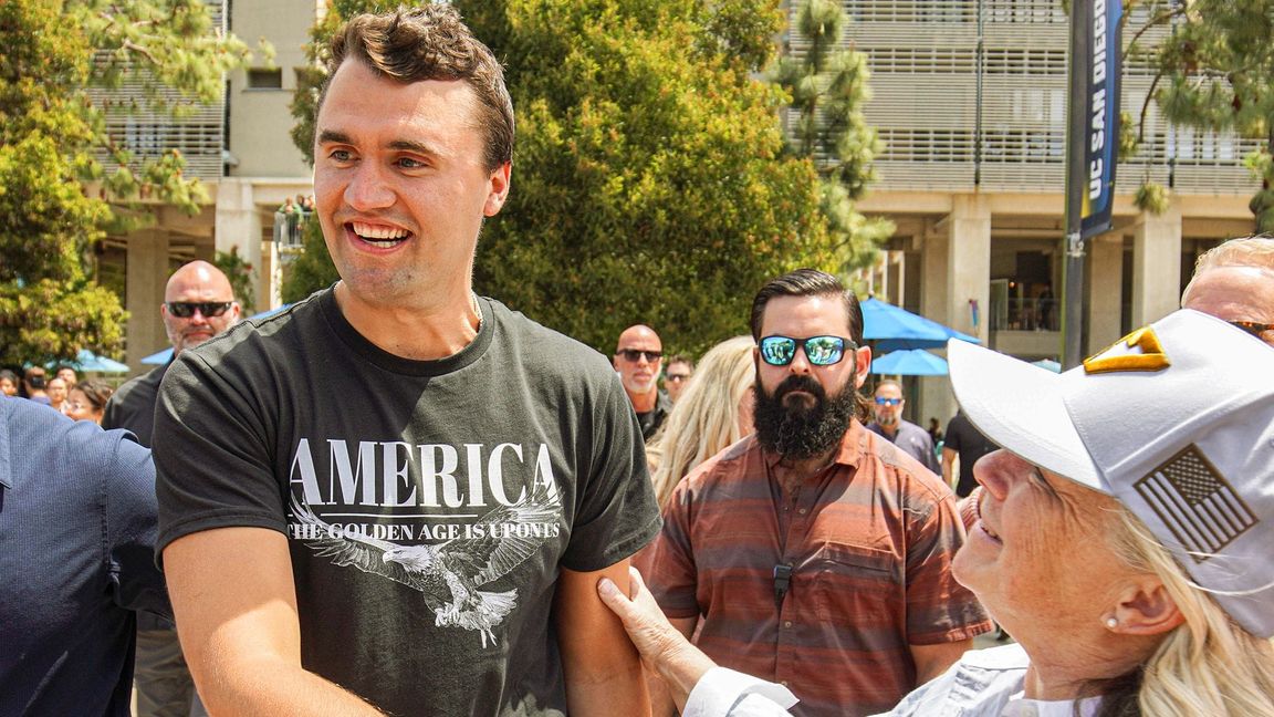 Umjubelt: Charlie Kirk, der TPUSA-Gründer, bei einem Treffen im Mai in San Diego