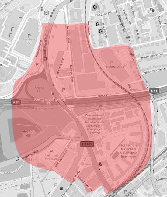 Dieser Bereich, rund 400 Meter um den Fundort der Bombe, wird evakuiert.