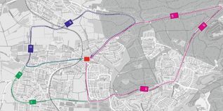 Unsere Grafik zeigt die Umleitung während der Sanierung des Kreisverkehrs Stuttgarter Straße.