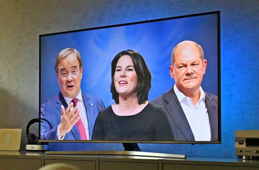 Diese drei Kandidaten waren am Sonntagabend beim TV-Triell zu sehen: von links: Armin Laschet, Annalena Baerbock und Olaf Scholz. (Archivbild)
 Foto: &nbsp;