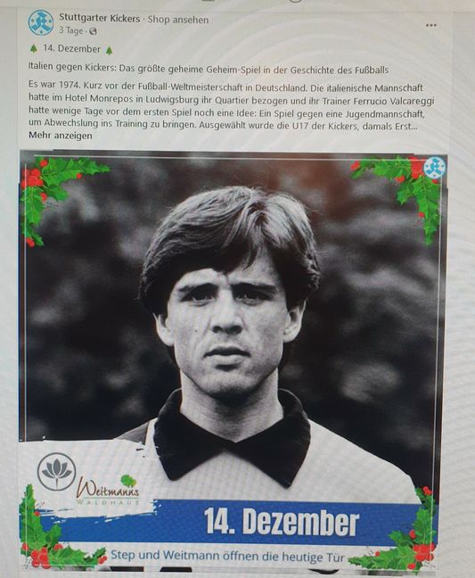Dieses Türchen sorgte auf Facebook für enormes Echo. Wir haben nachgefragt, was wirklich hinter der legendären Geschichte der Blauen aus Degerloch stecklt.Bild: Screenshot Facebook Stuttgarter Kickers