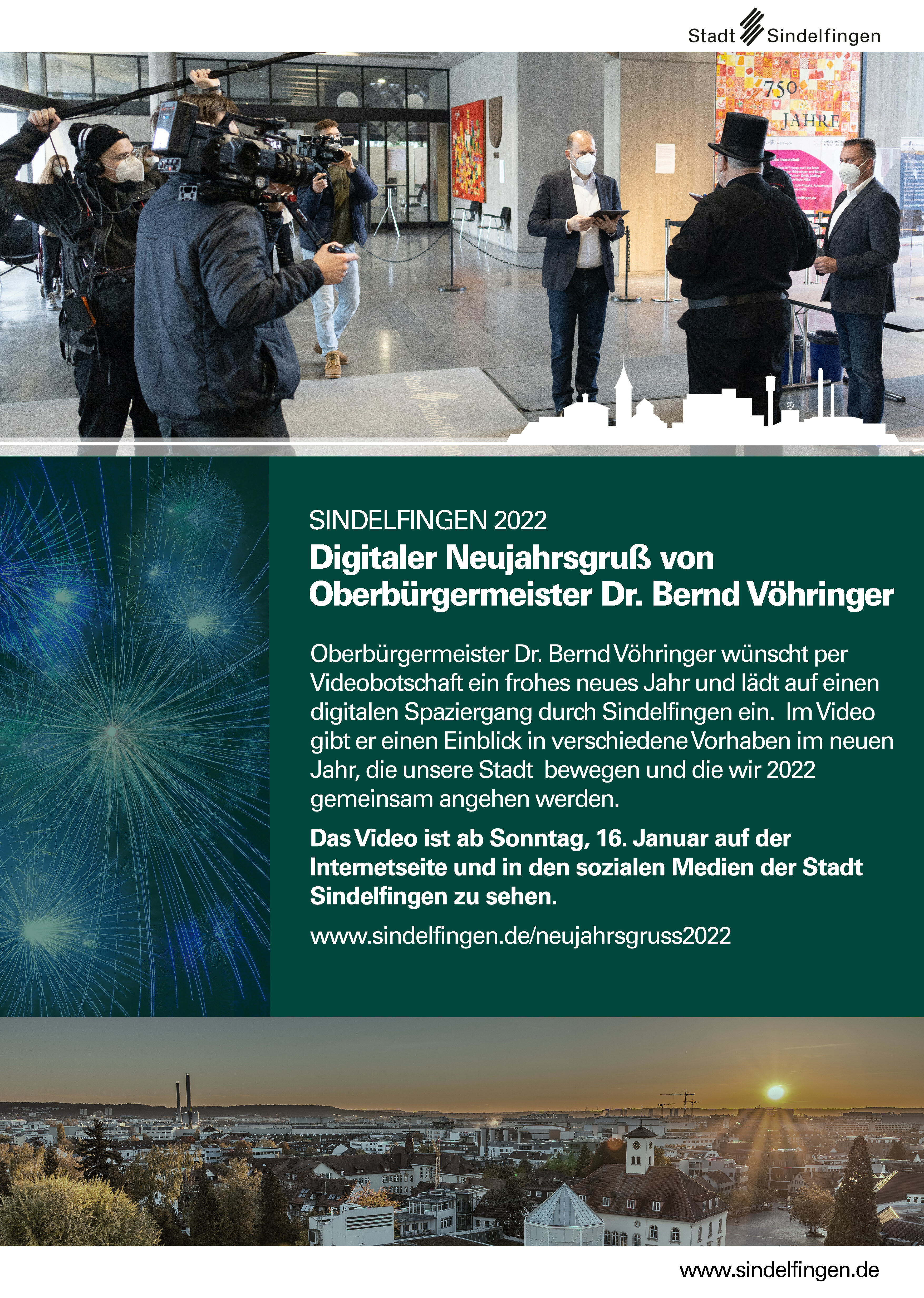 Der Sindelfinger Oberbürgermeister Dr. Bernd Vöhringer lädt zum digitalen Stadtspazierhang ein. Bild: z