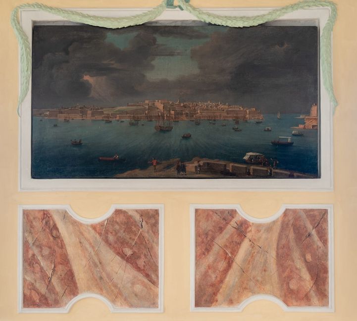 Darstellungen von Valetta auf Malta schmücken den Maltesersaal.