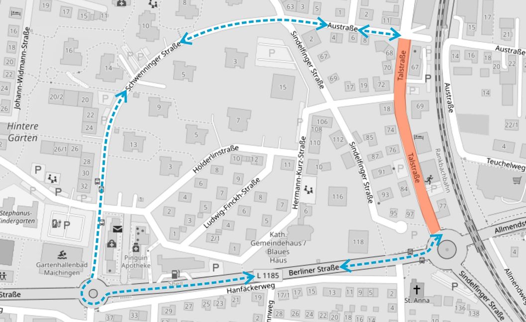 Die Talstraße ist ab 27. Oktober gesperrt, eine Umleitung wird ausgeschildert.