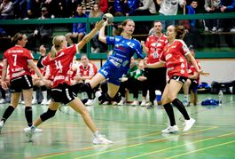 Sophie Hilf (blaues Trikot) erzielte vier Treffer beim 36:25-Erfolg der HSG Böblingen/Sindelfingen in Dornstetten.
