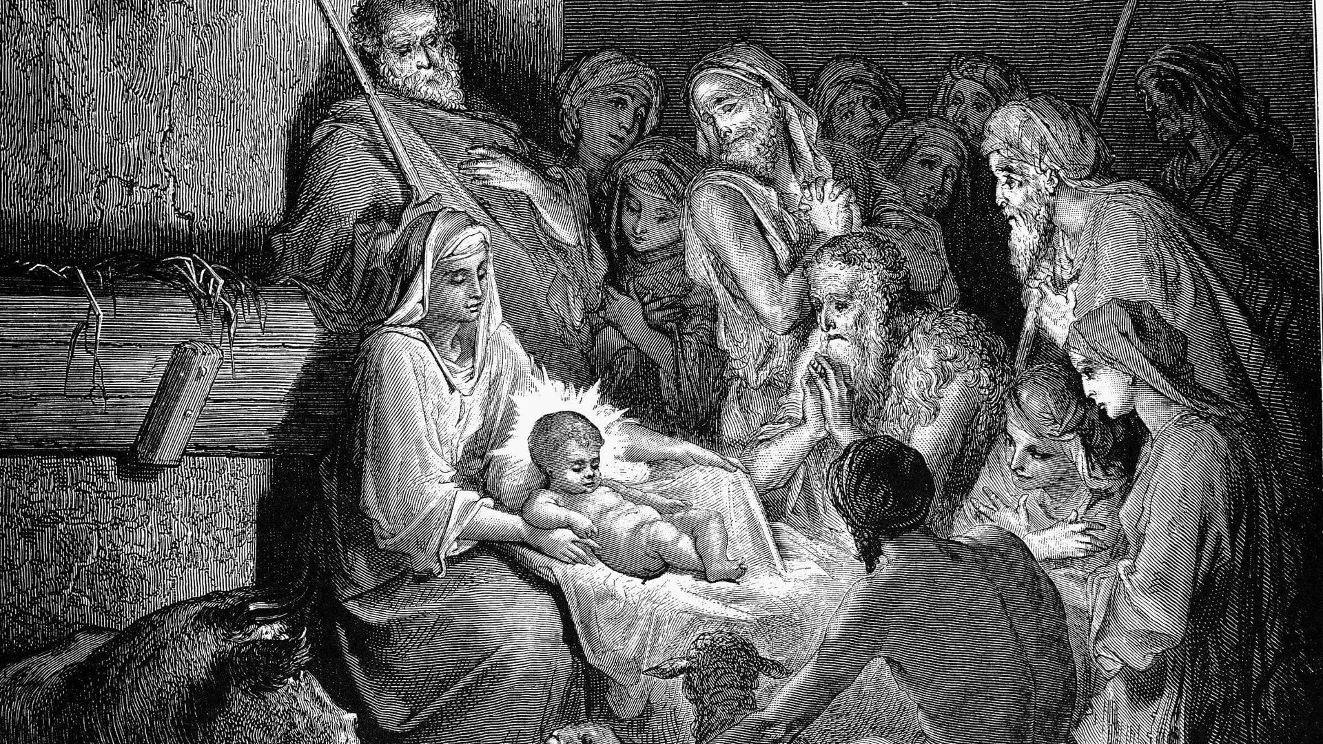 Die Geburt Jesu: Druck von Gustave Doré (1832-1883).