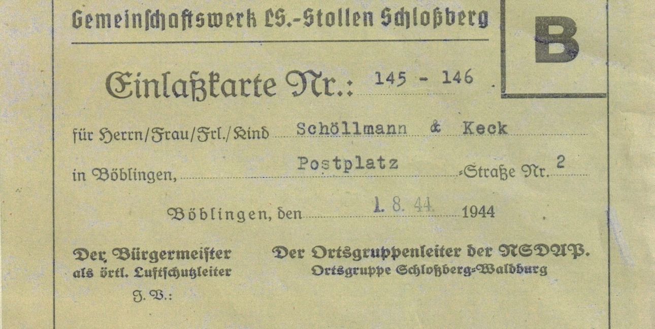 Nur mit solchen Einlasskarten hatten die Menschen Zugang zum Schlossbergstollen. Bild: Witschel