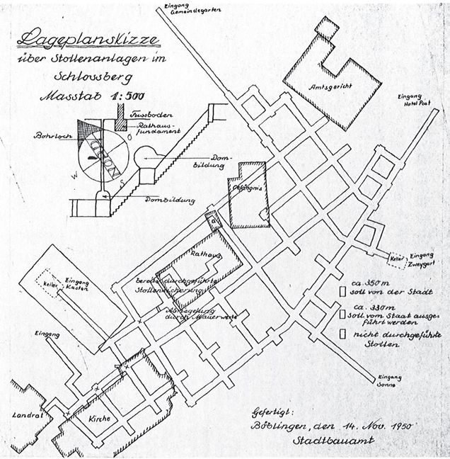 Der Plan für die Bunkeranlage unter der Stadtkirche. Bild: Witschel