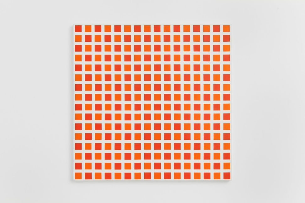 1 trame de 256 carrés réguliers, 50% orange 50% orange clair , 1972. Reproduktion: VG Bild-Kunst, Bonn 2026