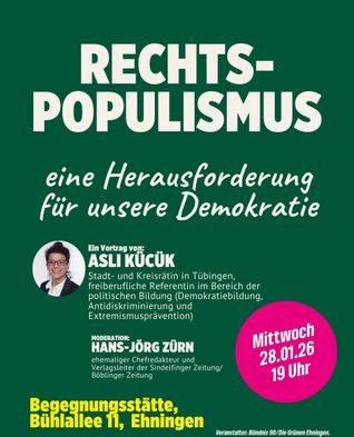 Am 28. Januar laden die Ehninger Grünen zum Vortrag von Asli Kücük