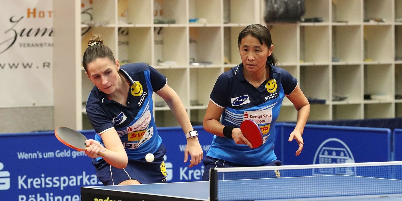 Rosalia Stähr und Qianhong Gotsch: Es läuft wieder bei den Tischtennis-Bundesliga-Frauen der SV Böblingen. Bild: Holzapfel