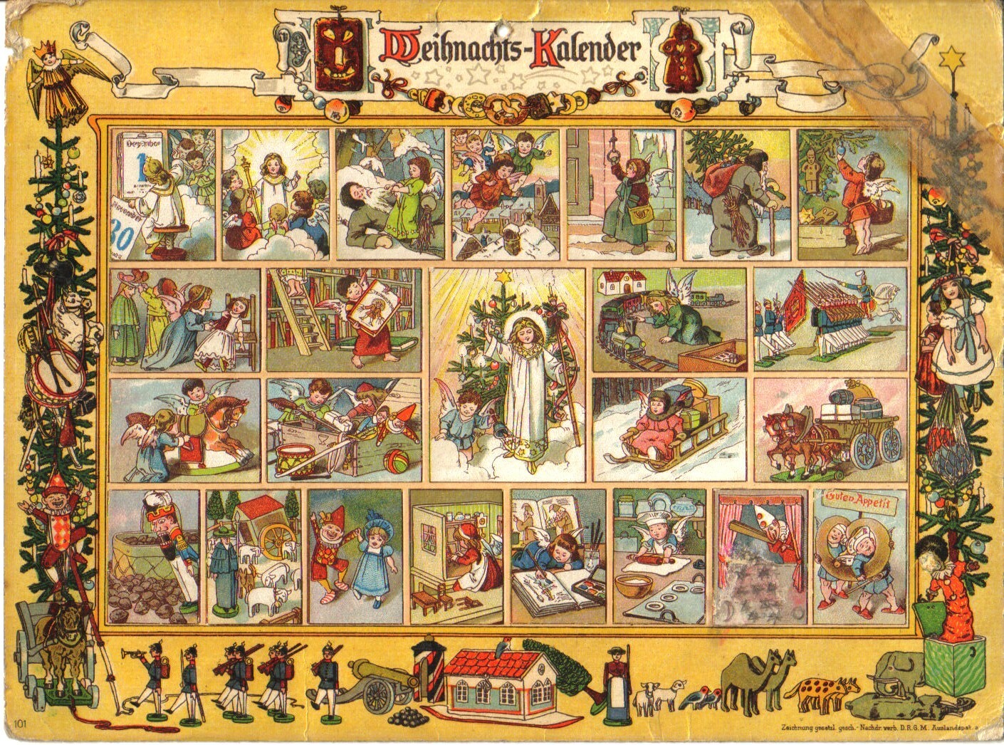 Ein sehr alter, schöner Adventskalender.    Bild: Lang, München