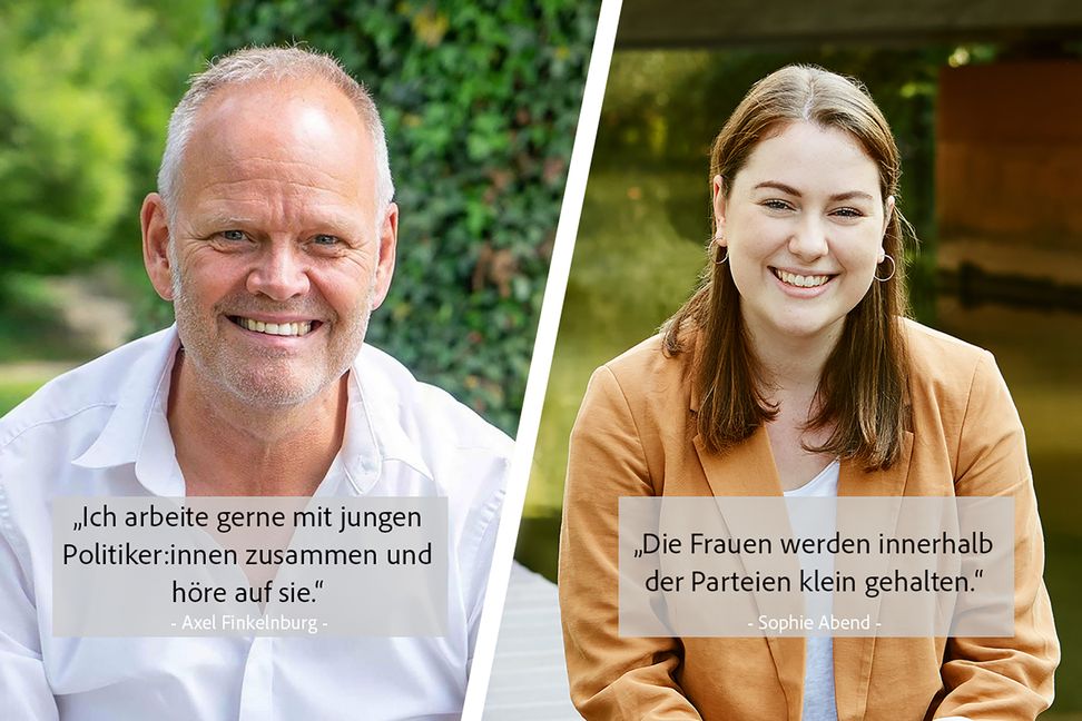 Über Politik unterhalten sich Sophia Abend aus Gelnhausen und Axel Finkelnburg aus Sindelfingen.