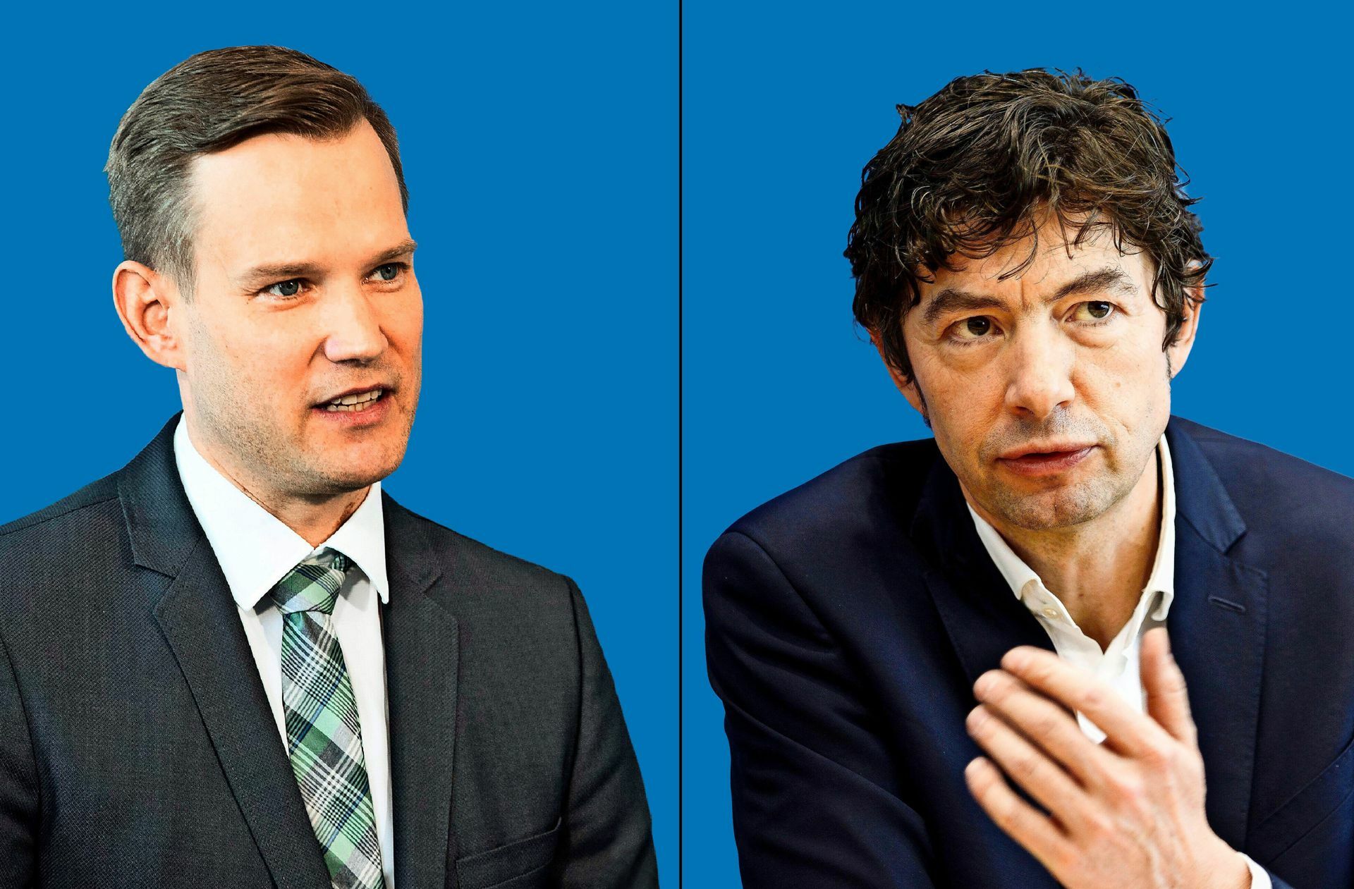 Sind sich im Hinblick auf die Corona-Maßnahmen nicht immer ganz einig: Die beiden Virologen Hendrik Streeck und Christian Drosten.
Bild: imago images/Ralph Sondermann, photothek (Montage)