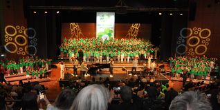Gänsehaut-Moment im Europasaal der Kongresshalle: Hunderte Schüler der Eduard-Mörike-Schule bringen mit grünen T-Shirts und großer Begeisterung die Bühne zum Strahlen. Bilder: Klemm