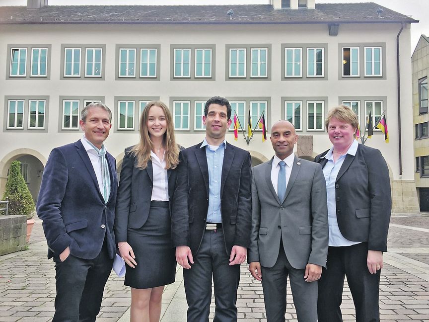 Die Motoren des Böblinger Stadtmarketings: (von links) Vorstandsvorsitzender Simeon Schad, City-Managerin Kira Morgan, Stadtmarketing-Manager Julian Spohn, Amtsleiter Dominic Schaudt von der Wirtschaftsförderung und Tourismus-Chefin Rita Fischer. Bild: z