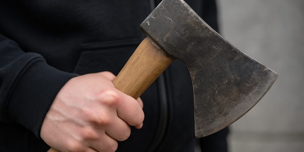 Der Mann hat das Fenster eingeschlagen.