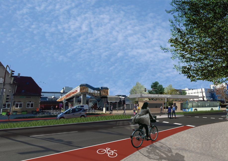 So könnte der Bereich am Sindelfinger Bahnhof künftig aussehen. Trotz Bedauern über Einbußen beim abgespeckten Mobilitätspunkt-Entwurf stimmte der Gemeinderat den Plänen zu.              Bild: z