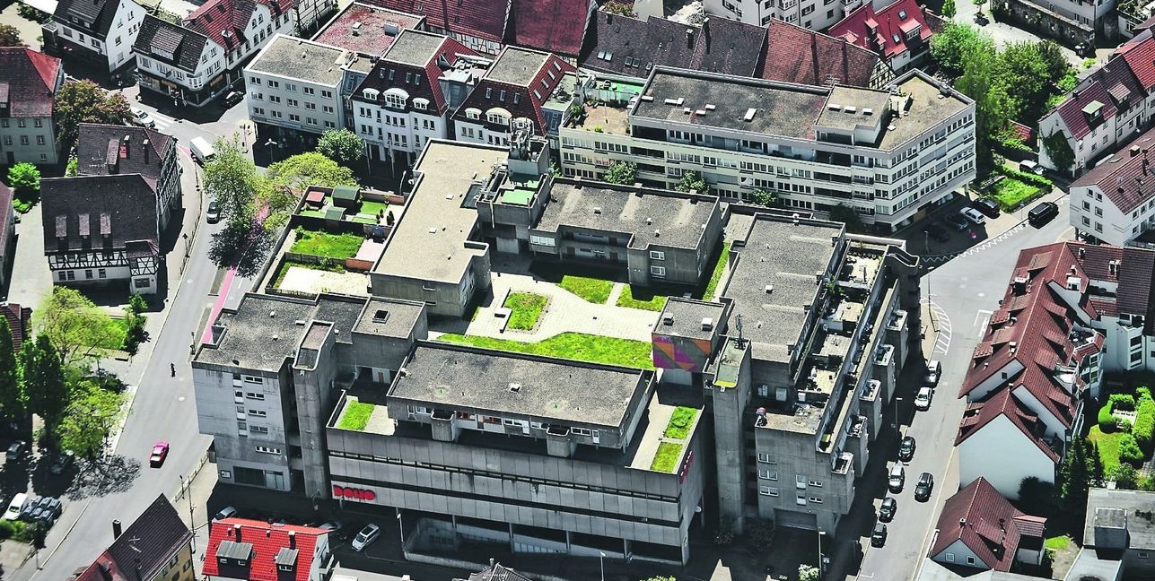 Ein Luftbild zeigt das Domo in Sindelfingen.