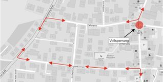 Unsere Karte zeigt die Umleitung wegen der Sperrung der Sindelfinger Straße in Maichingen ab nächsten Mittwoch.