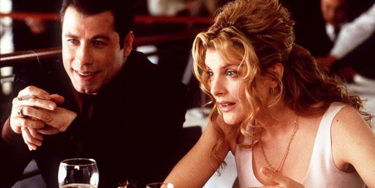 John Travolta und Rene Russo in „Schnappt Shorty“.