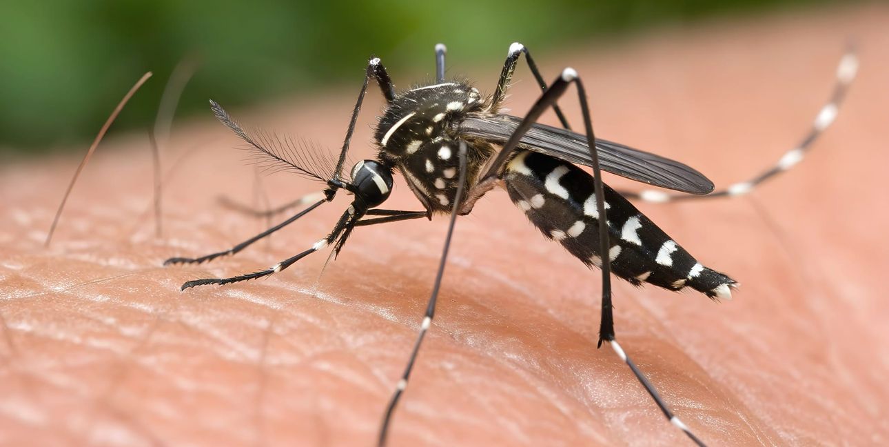 Die Asiatische Tigermücke ist eine ursprünglich in den süd- und südostasiatischen Tropen und Subtropen beheimatete Stechmückenart.  Sie ist als Überträger von Krankheitserregern wie dem Zika-Virus, dem Chikungunya-Virus und dem Dengue-Virus bekannt. Bild: HIRA STOCK/Adobe Stock