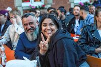 Public Viewing des EM-Eröfnungsspiels auf dem Wettbachplatz in Sindelfingen.