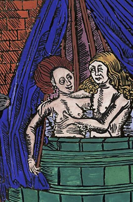 Weil im Mittelalter die amourösen Eskapaden überhandnahmen, wurde das gemeinsame Baden von Männern und Frauen verboten.
 Foto: AKG