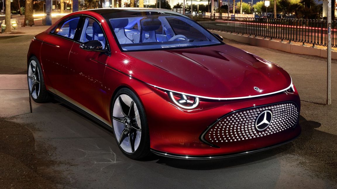 So stellt sich Mercedes den CLA der Zukunft vor. Klar ist, dass das neue Modell Scheinwerfer in Stern-Optik haben wird.