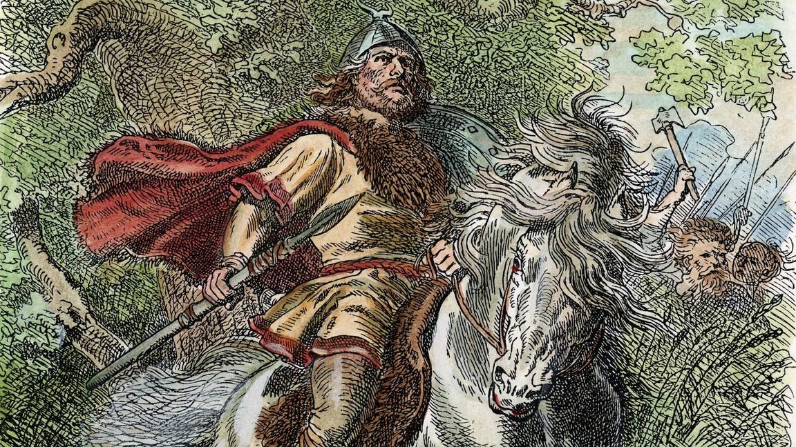 So stellten sich Historienmaler in 19. Jahrhundert den Germanenfürst Arminius hoch zu Ross während der Varusschlacht 9. n. Chr. vor.