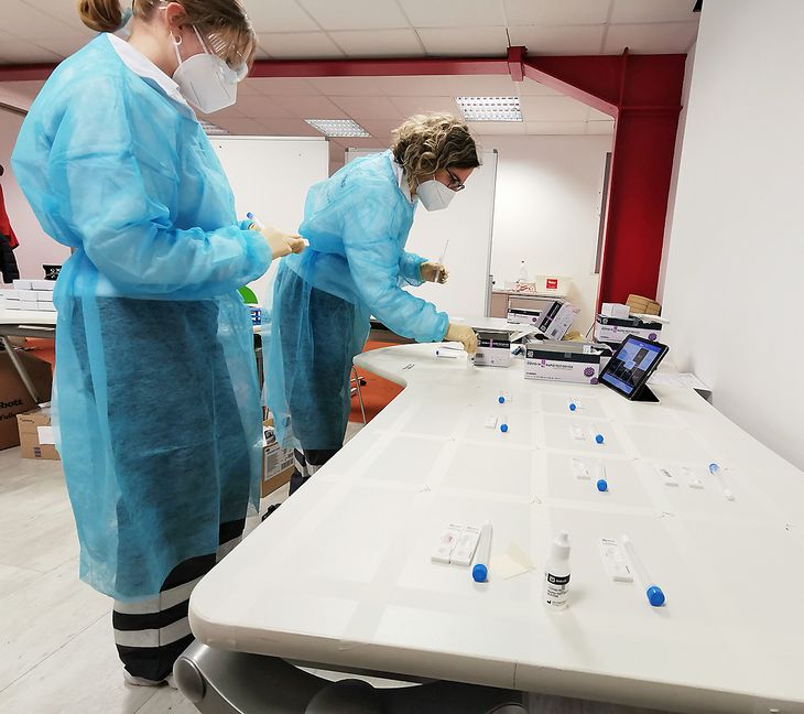 Das Schnelltestzentrum in Holzgerlingen ist das Vorbild für die weiteren Schnelltestzentren im Kreis Böblingen. Bild: Hamann/A