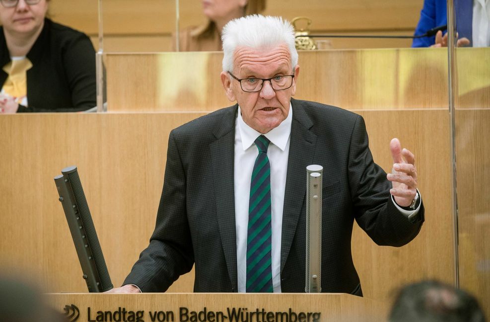 Ministerpräsident Winfried Kretschmann (Grüne) bei der Regierungserklärung Anfang November.