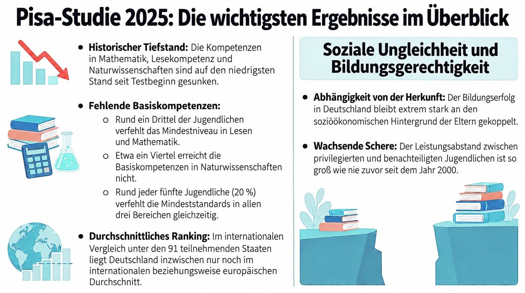 Ergebnisübersicht Pisa-Studie 2025.