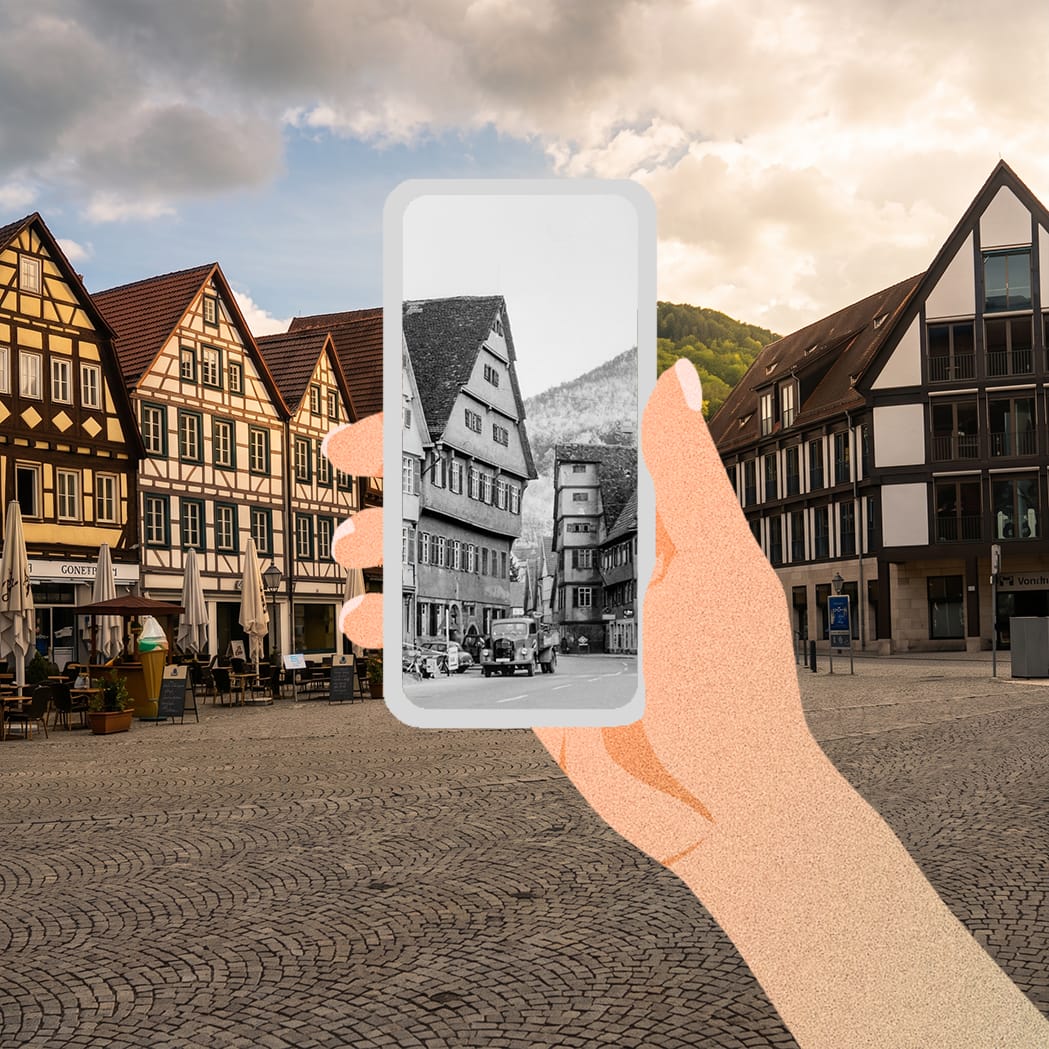 Die App macht einen Blick in die Vergangenheit von Bad Urach möglich.