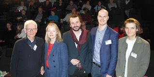 Neujahrsempfang des Grünen-Kreisverbands Böblingen: Jürgen Resch, Thekla Walker, Tobias Bacherle, Peter Seimer, Fynn Rubehn (von links).