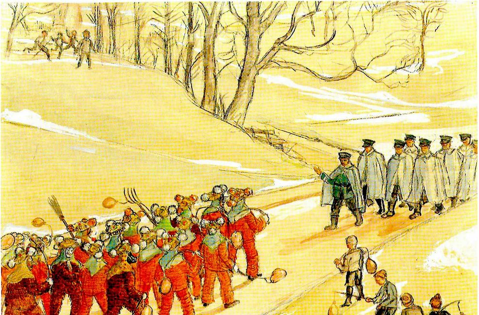 Die denkwürdige Begegnung der Schuttignarren mit der Polizei Foto: Erwin Krumm