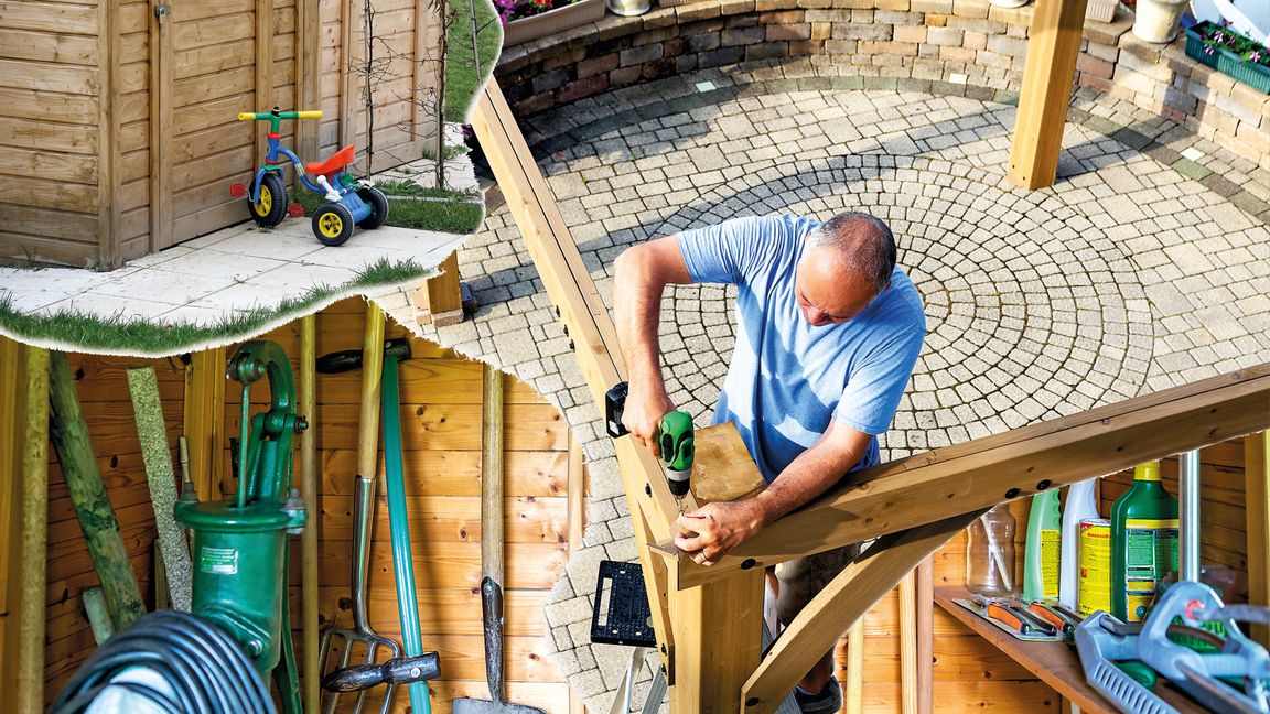 Der Schuppen zu groß, zuviel bei der Dreirad-Rennbahn für die Kinder oder demn Sitzplatz unter der Pergola versiegelt – die Anlässe für Ärger mit dem Baurechtsamt sind vielfältig, gar nicht so selten und könnten vorab vermieden werden.  Bilder: Coskun, Ettmer, banglds/Adobe Stock
