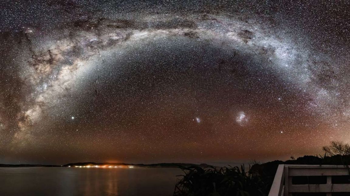 Entsprechend ihrer Form als flache Scheibe, die aus Hunderten von Milliarden Sternen besteht, ist die Milchstraße von der Erde aus als bandförmige Aufhellung am Nachthimmel sichtbar, die sich über 360 Grad auf der Himmelskugel erstreckt.