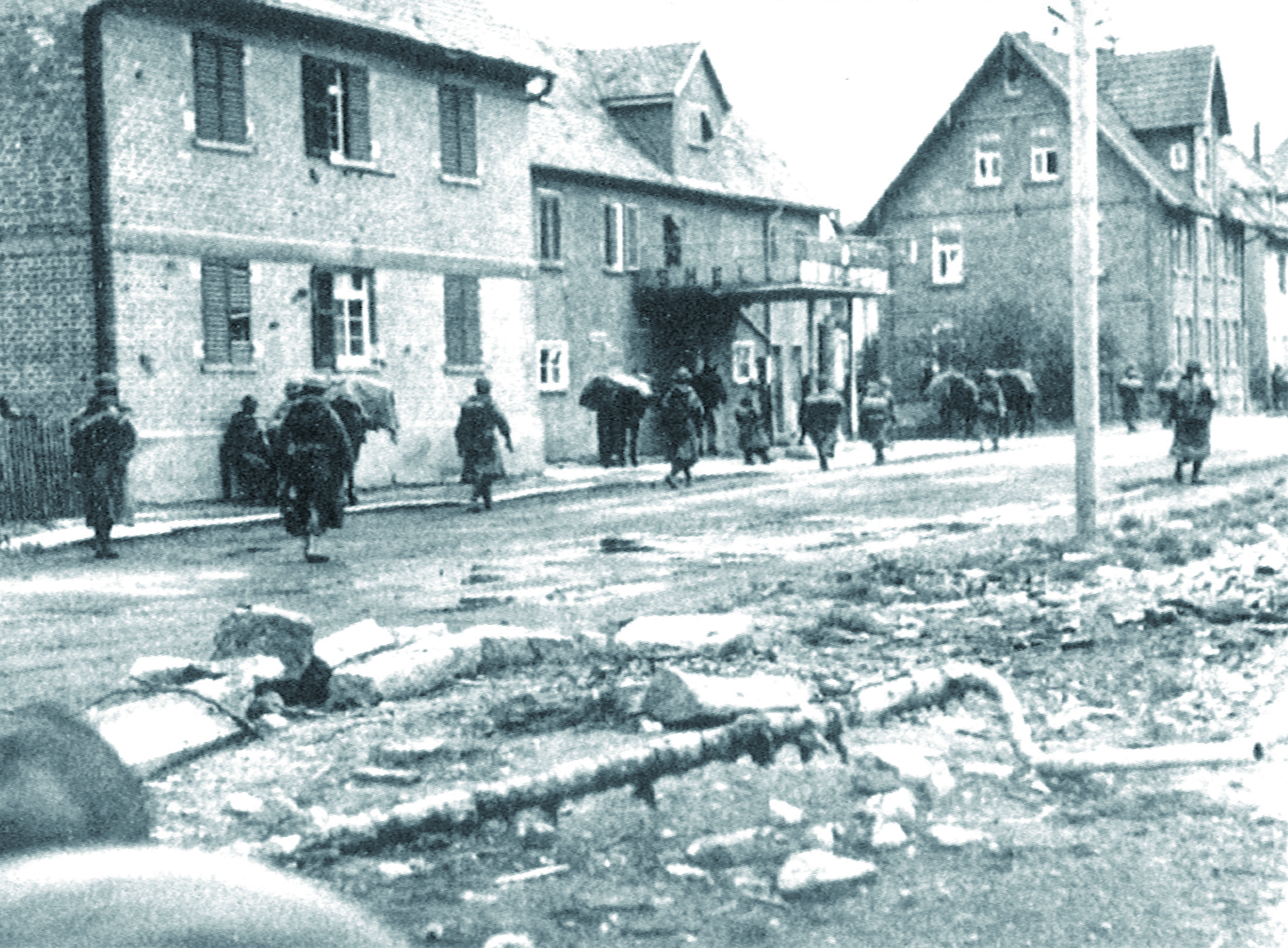 Die Herrenberger Straße in Böblingen im Frühjahr 1945. Bild: Stadtarchiv Böblingen