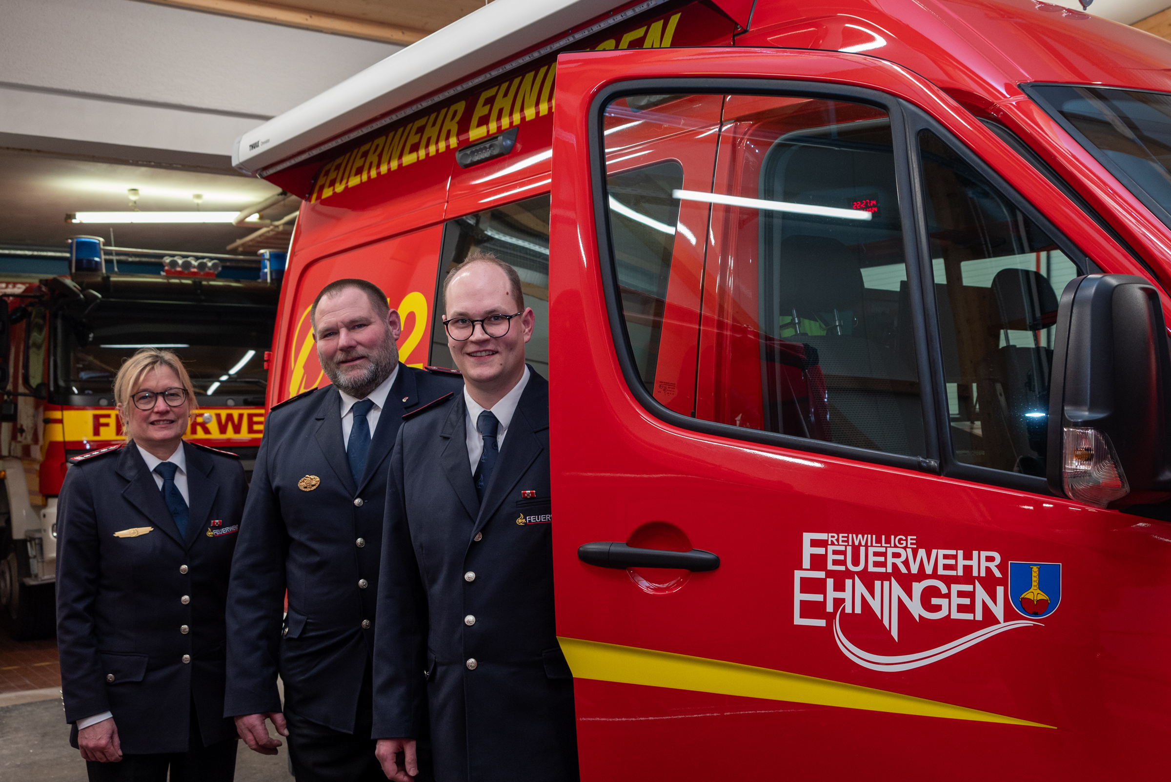 Führungsteam der Ehninger Feuerwehr: Kommandantin Astrid Schimmer und die beiden wiedergewählten Stellvertreter Martin Böhringer und Phillip Matzka. Bild: Nüßle