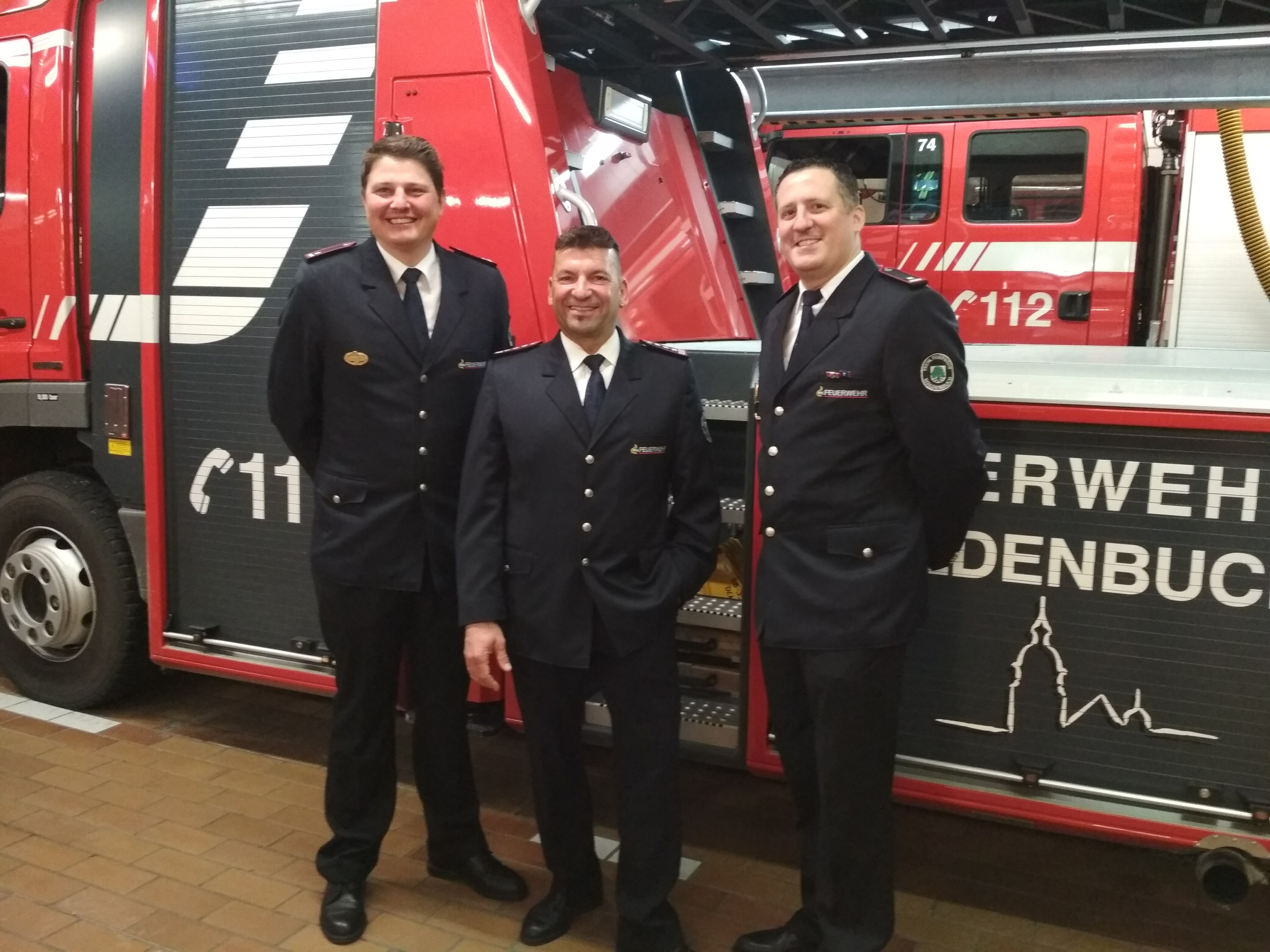 Die wiedergewählten Kommandanten der  Waldenbucher Feuerwehr:  Max Weinhardt, Albert Kayser, Markus Nagel (von links). Bild: z
