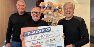 Das SZ/BZ-Bild zeigt Bernd Picker (rechts) bei der Spendenübergabe an den Finanzvorstand von „Nachbarn in Not“, Peter Heinkele (links), und den Vorsitzenden Jürgen Haar.